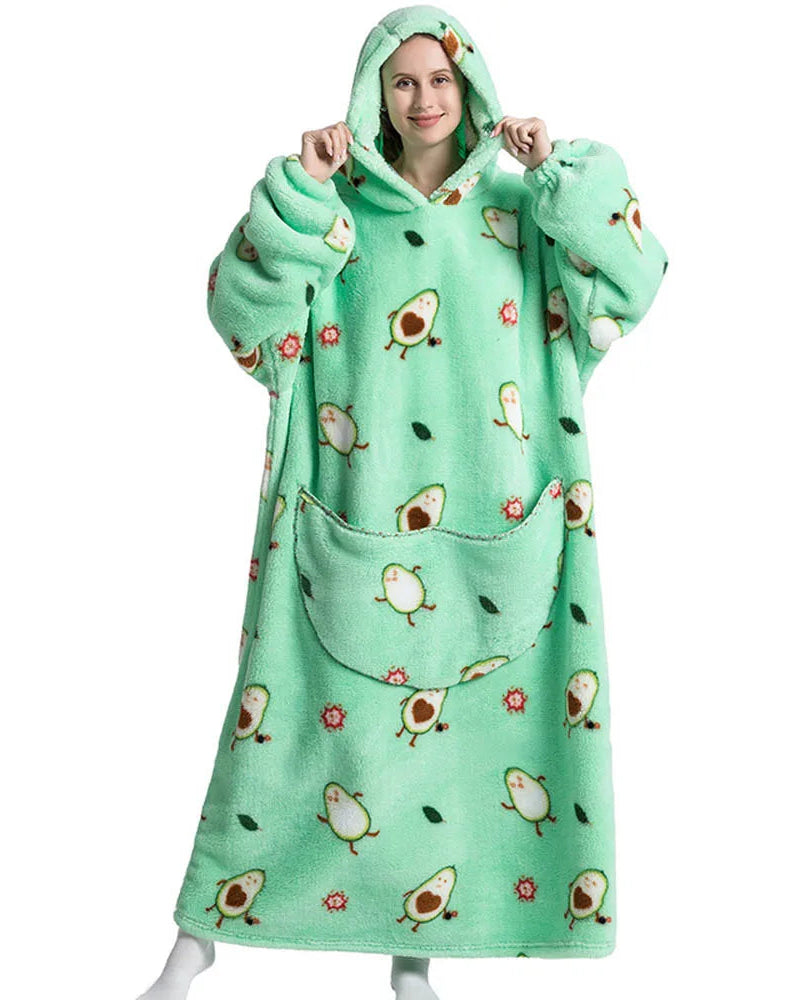 Hooded Blanket Plain/Printed 140cm with pockets